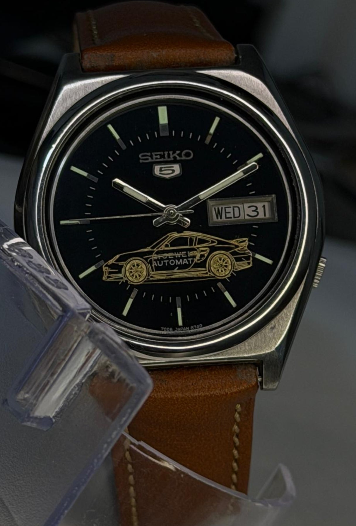 Seiko 5 Automatic Day-Date Black Dial w/ Car Motif