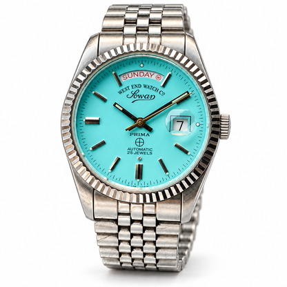 W0066 West End Sowar Prima turquoise dial 41mm on white background