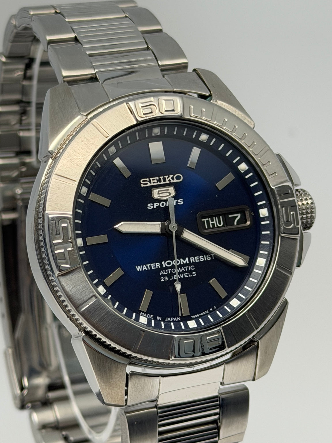 Seiko 5 Sports blue dial watch W0091 original photograph