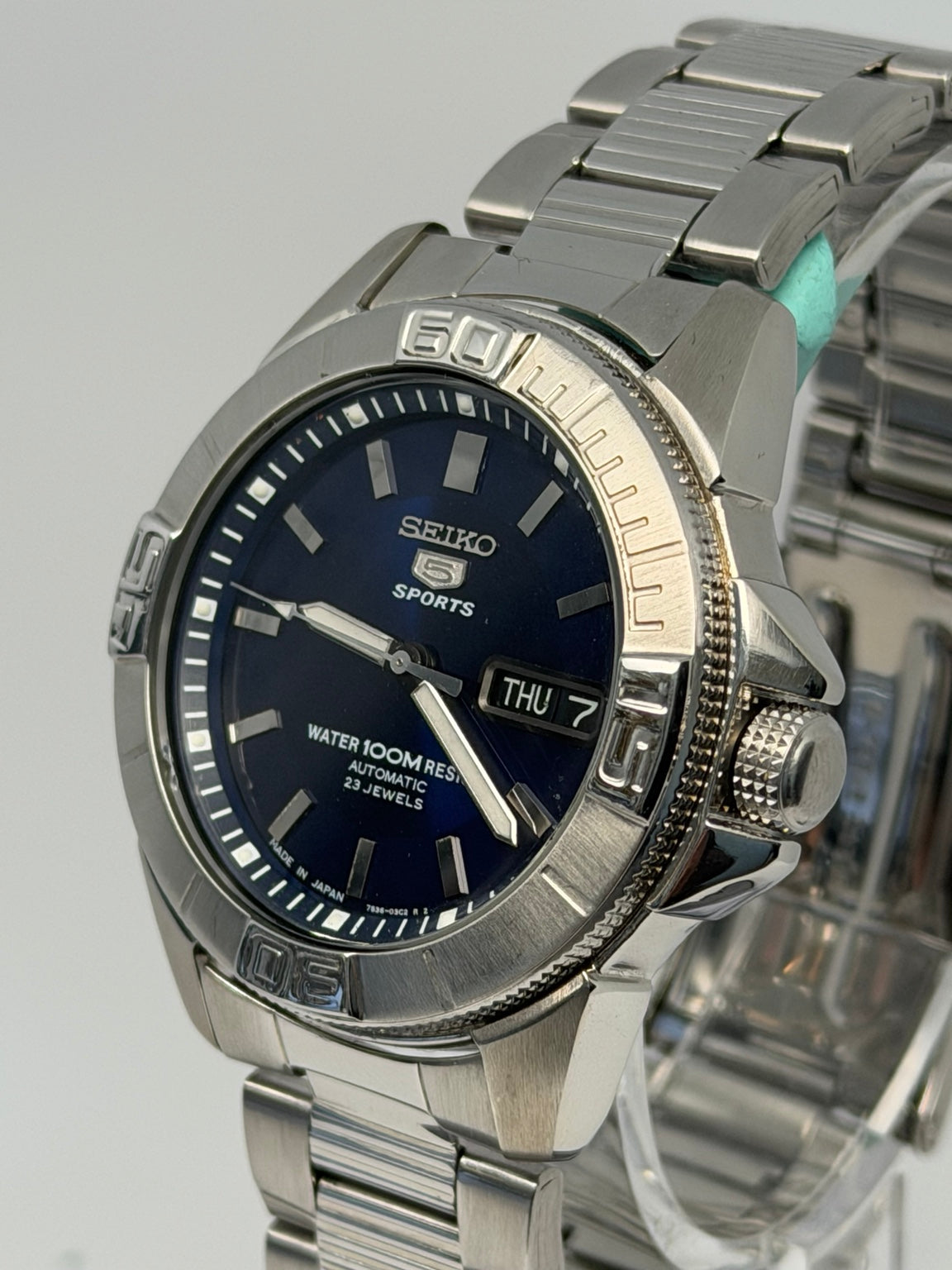 Seiko 5 Sports blue dial watch W0091 original photograph