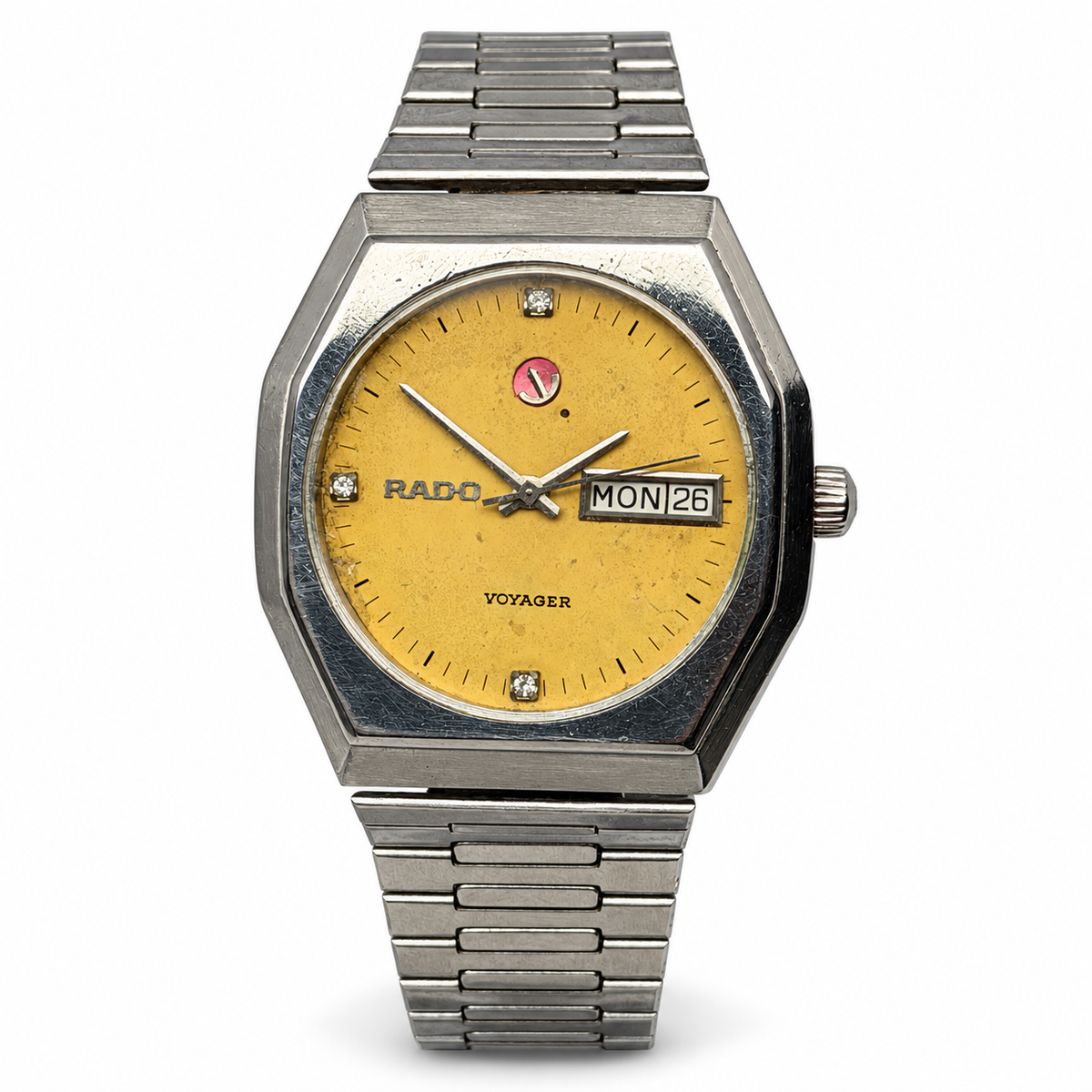 Rado Voyager gold patina dial on white background