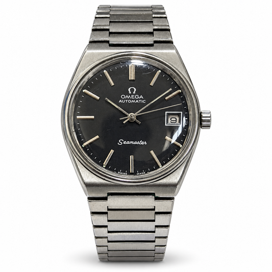 W036 Omega Seamaster — styled front photograph on white background