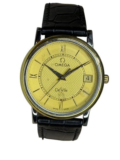 OMEGA De Ville – Gold Guilloché Dial, Date, Dress Watch (Vintage)