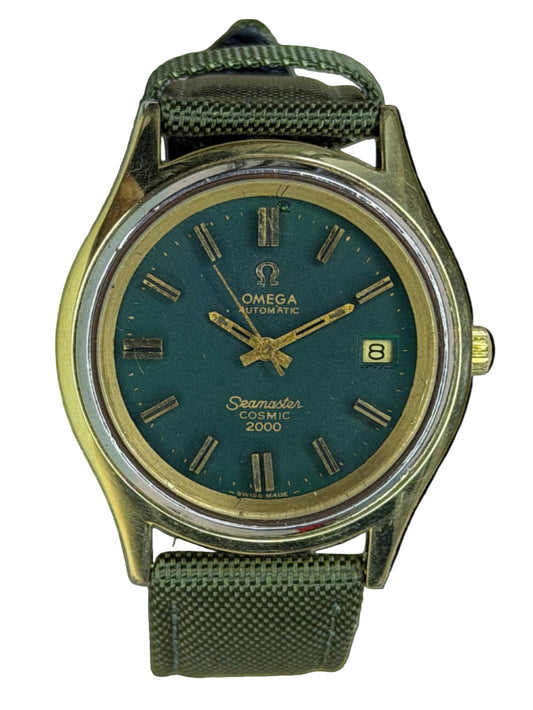 OMEGA Seamaster Cosmic 2000 Automatic – Green Dial, Gold-Tone Case (Vintage)