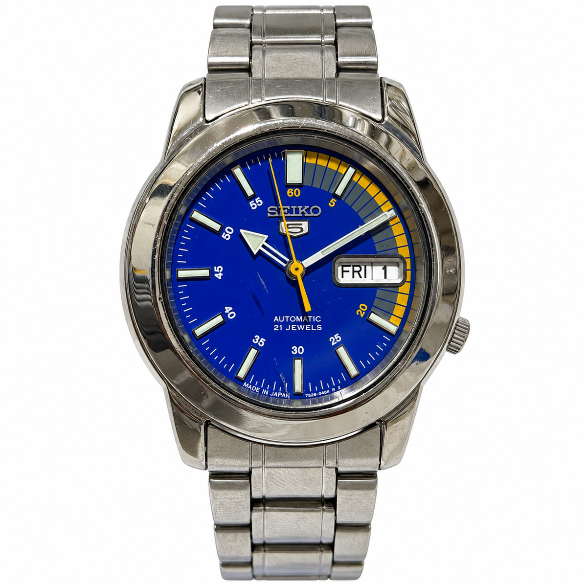 blue dial Seiko 5 main photograph
