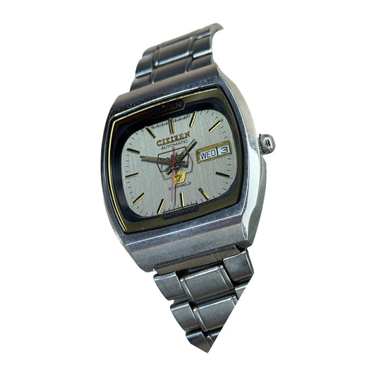 CITIZEN Automatic – Silver Dial, Day-Date, Vintage Wristwatch on a white background