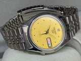 SEIKO 5 – Automatic, Gold Dial, Day-Date Wristwatch (Vintage)