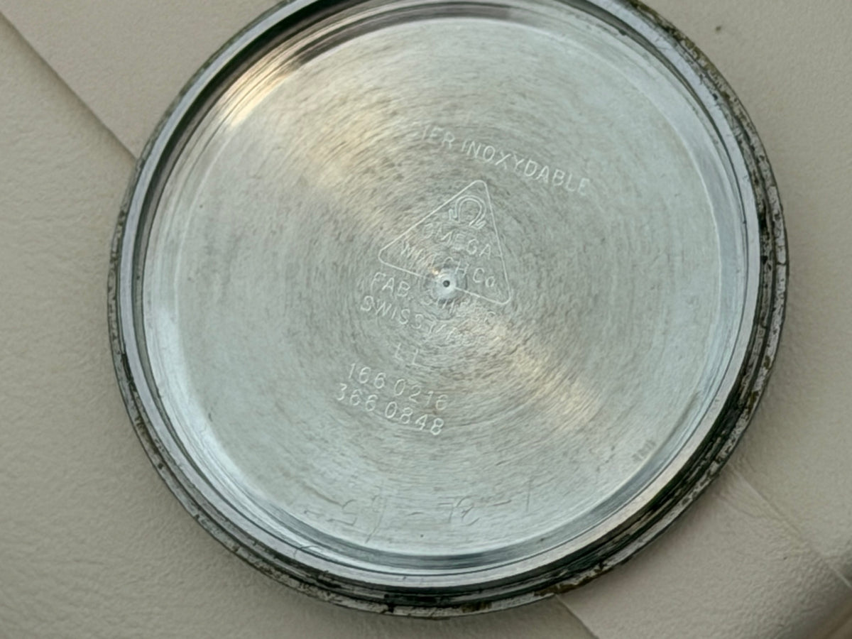 Vintage Omega Seamaster 35mm — inside case back reference