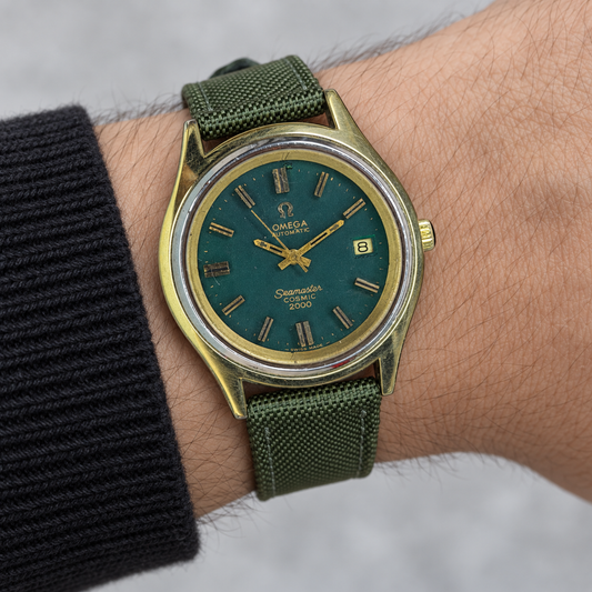 Omega Seamaster Cosmic 2000 W014 — AI-styled wrist view