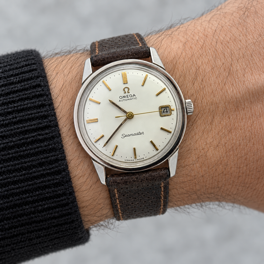 W038 Omega Seamaster — AI-styled wrist view
