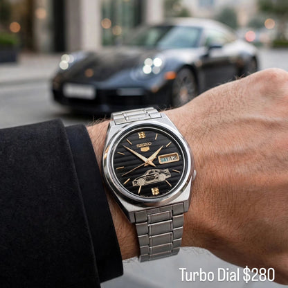 Classic Seiko 5 automatic Japanese mens watch Porsche 911 Turbo Dial