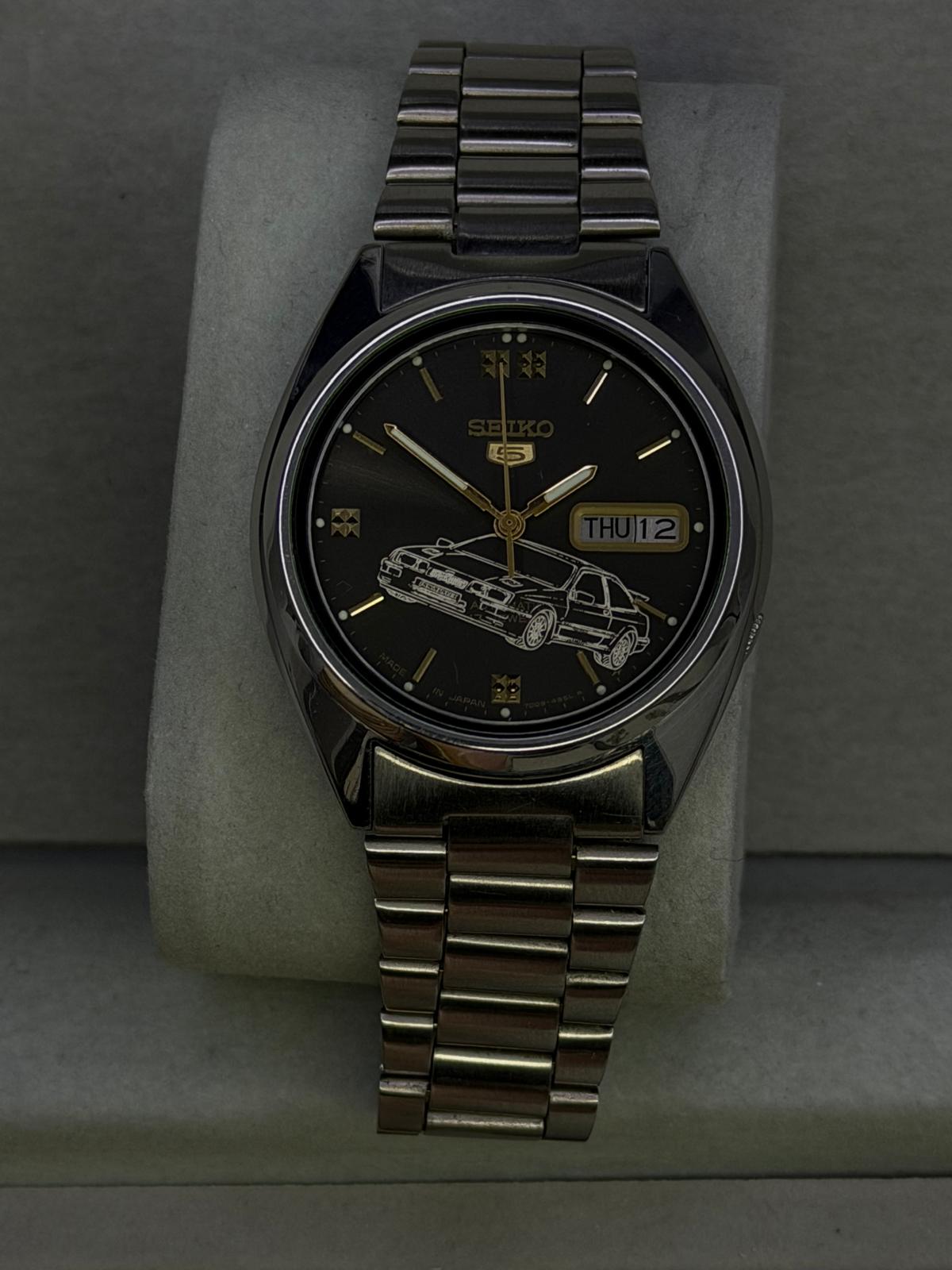 Vintage Seiko with custom engraved dial Ford 1980s Serria