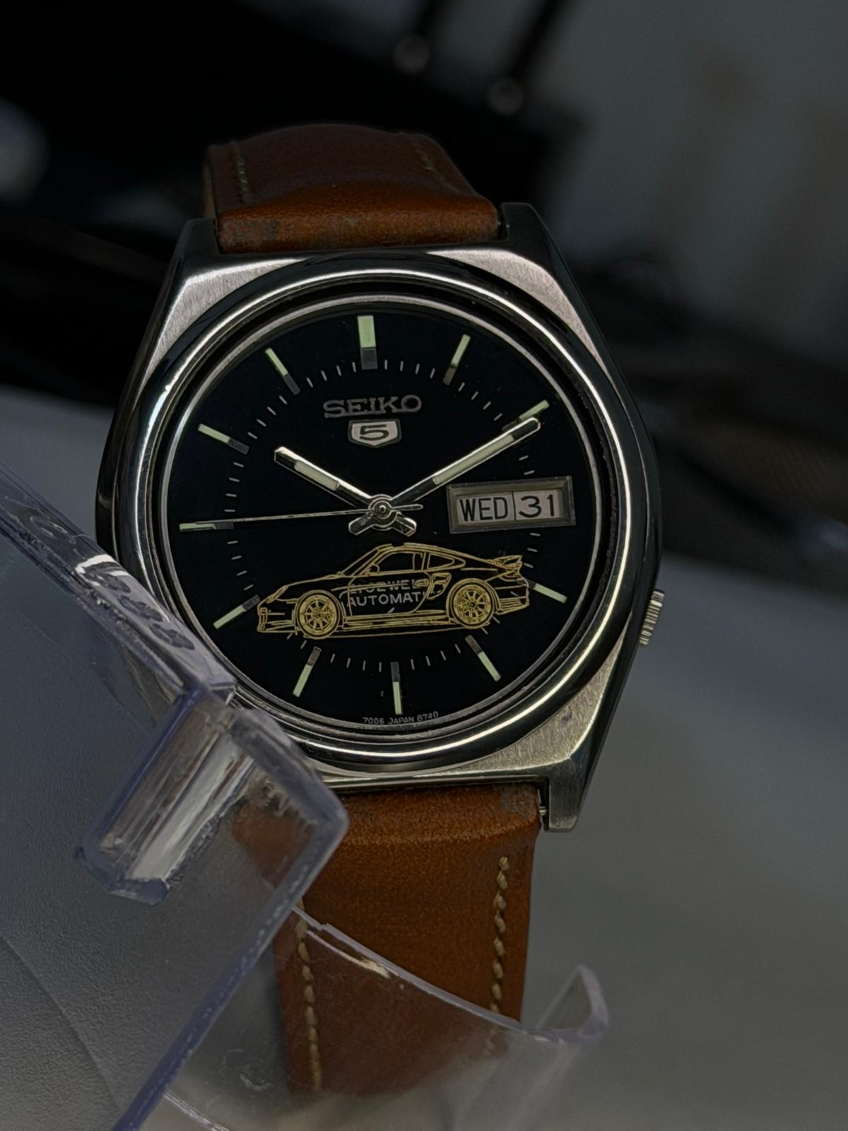 Seiko 5 Automatic Day-Date Black Dial w/ Car Motif