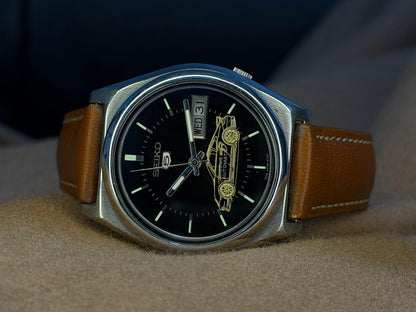 Seiko 5 Automatic Day-Date Black Dial w/ Car Motif