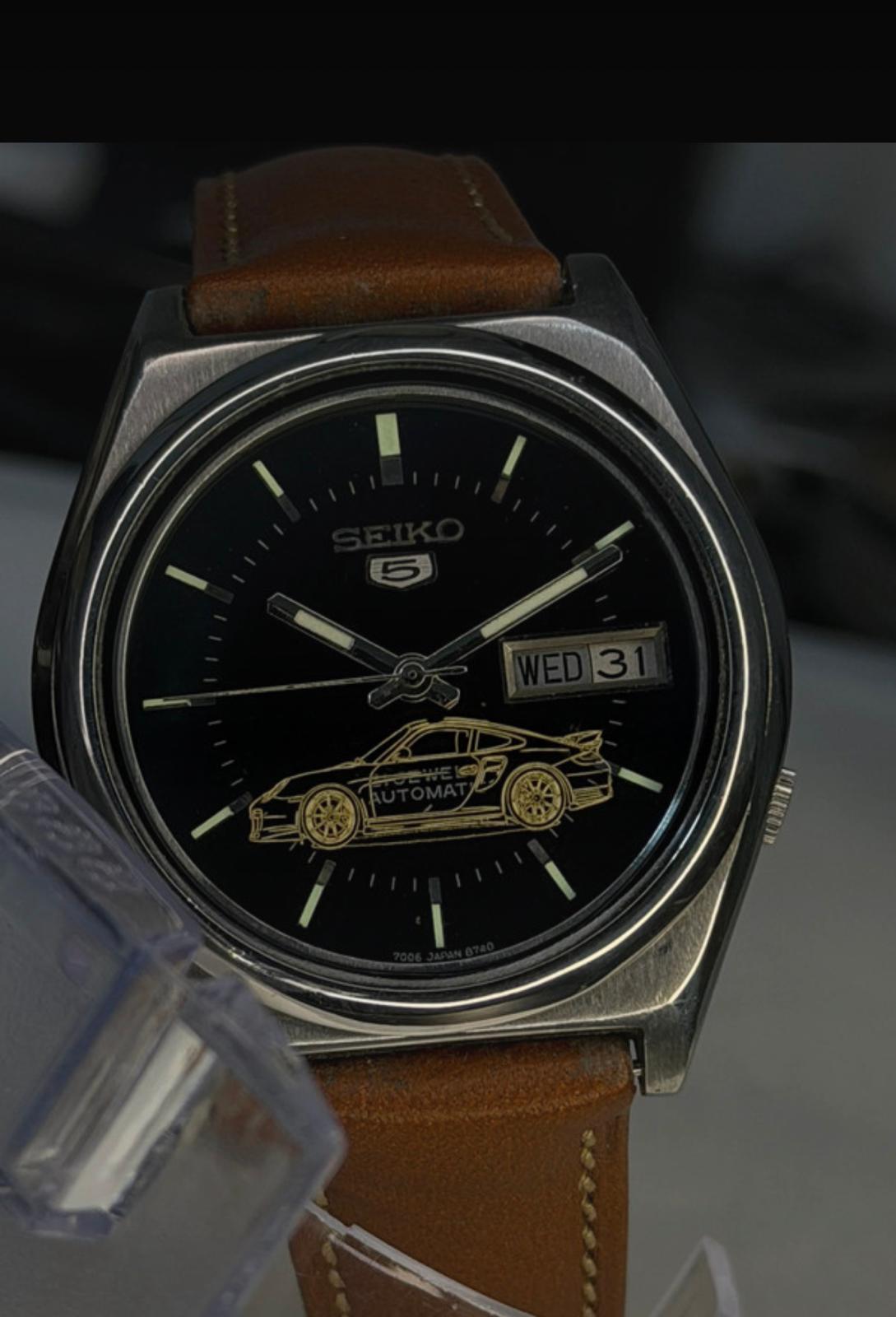 Seiko 5 Automatic Day-Date Black Dial w/ Car Motif