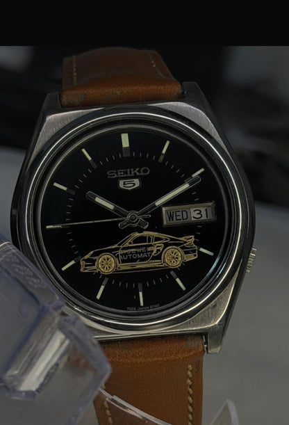 Seiko 5 Automatic Day-Date Black Dial w/ Car Motif