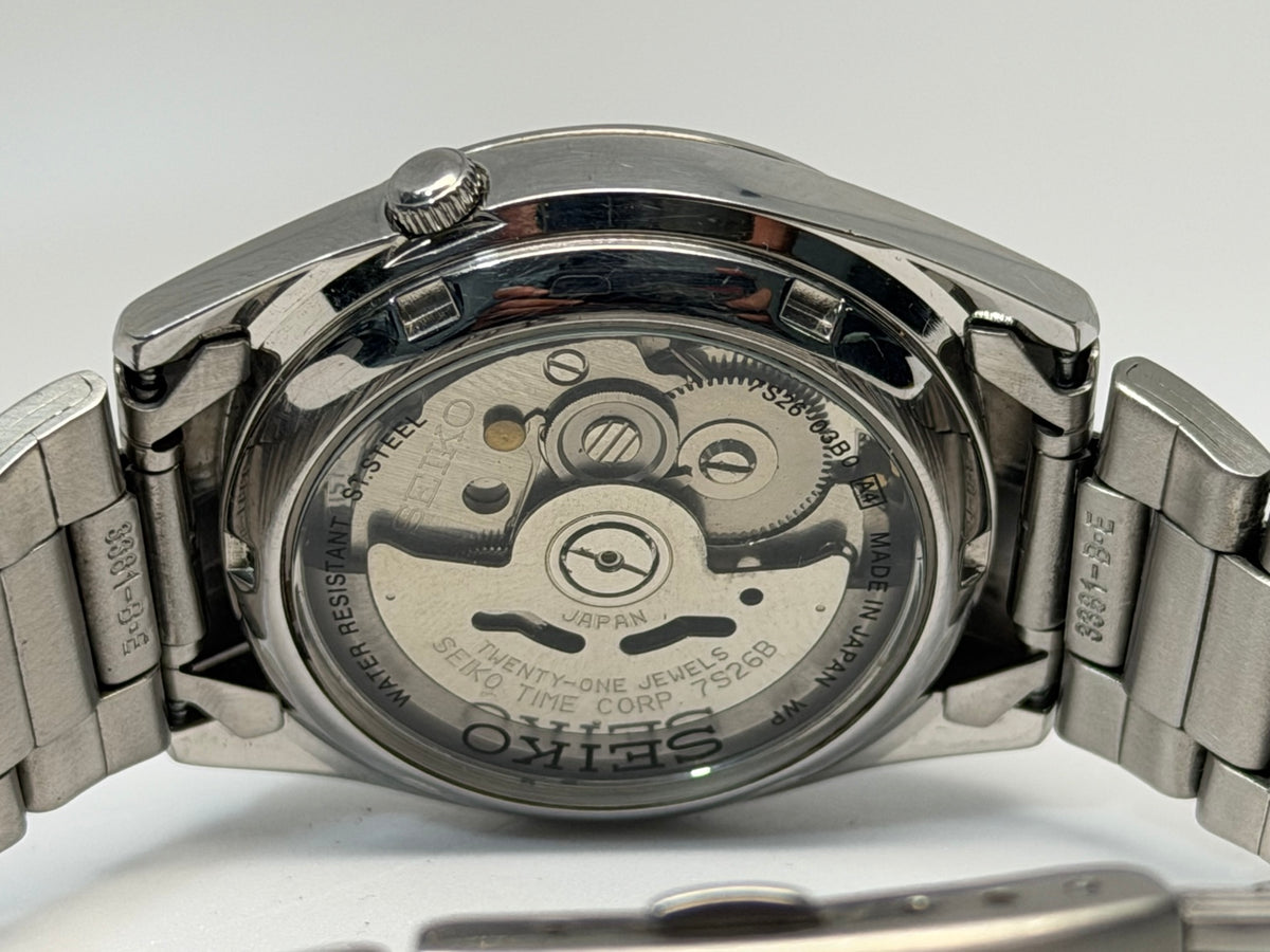 Seiko 5 silver grid dial automatic watch — original photograph