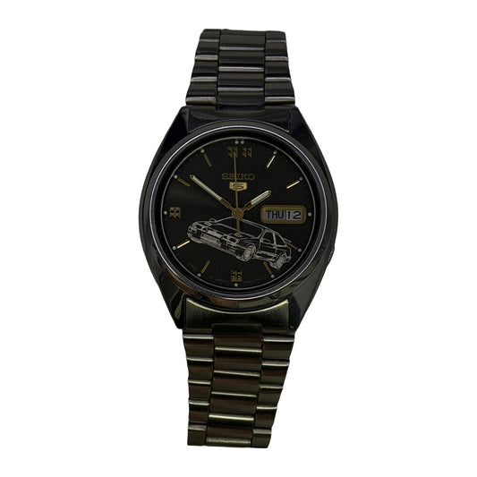 Vintage Seiko with custom engraved dial Ford 1980s Serria — front product photograph on a white background