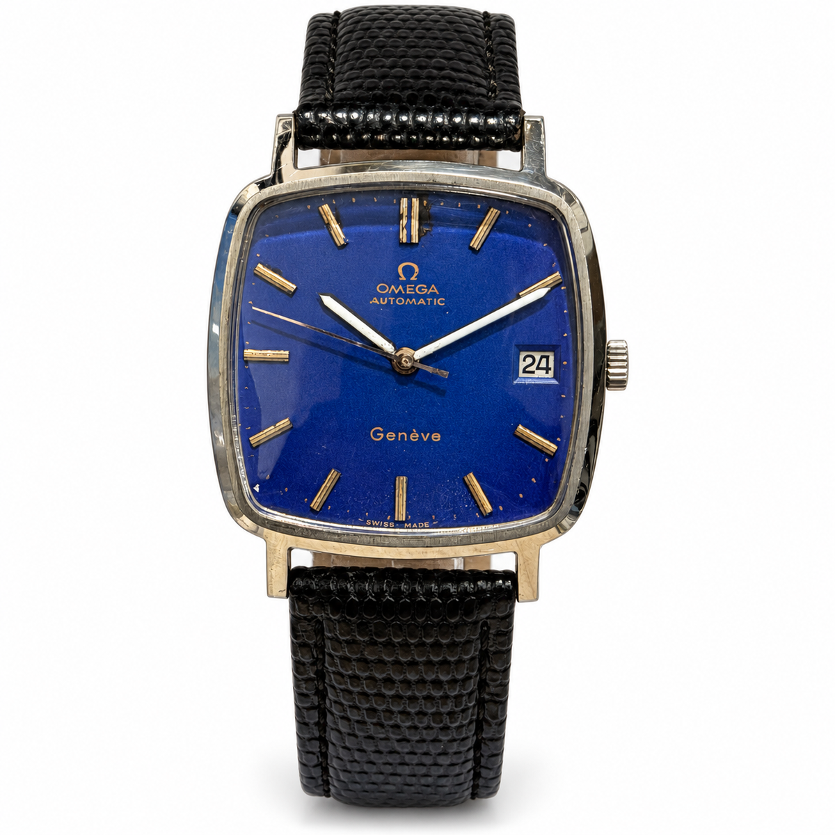 W0061 Omega Geneve blue repainted dial — white background main image